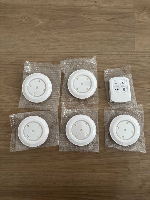 Set 5 Lampi fara fir cu telecomanda, Gonga Alb