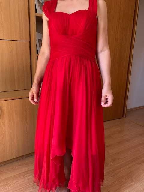 Rochie de ocazie, rosie, din matase 100%