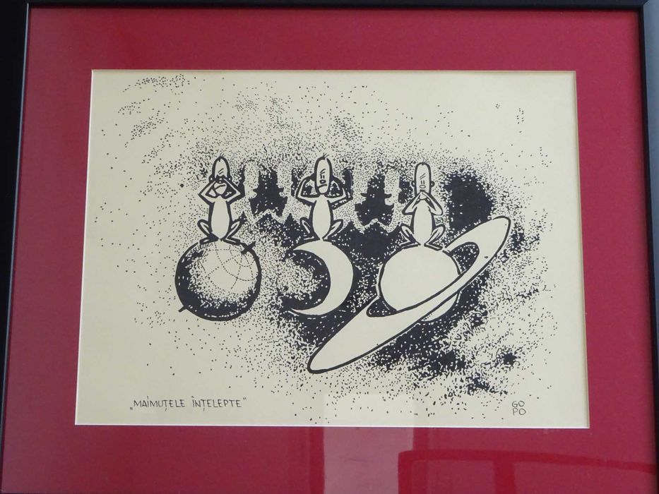 Tablou Ion Popescu Gopo ‘maimutele intelepte’| tus