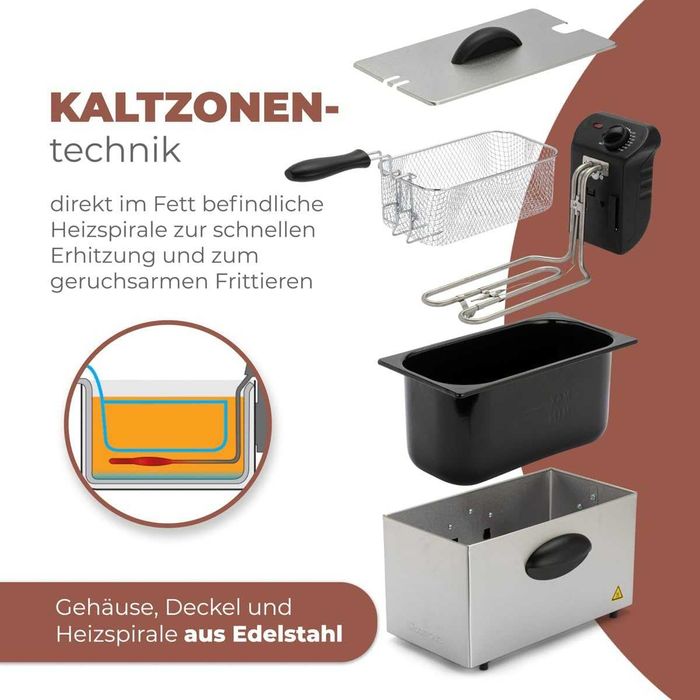 Clatronic FR 3586, маслен фритюрник, 3л, 2000W, инокс