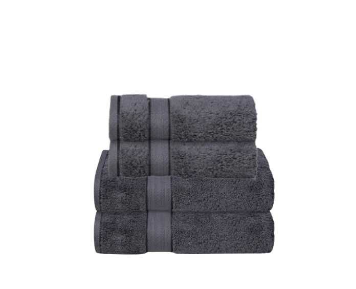 Set 3 prosoape Glamburg bumbac gri – 50x80 cm și 65x130 cm