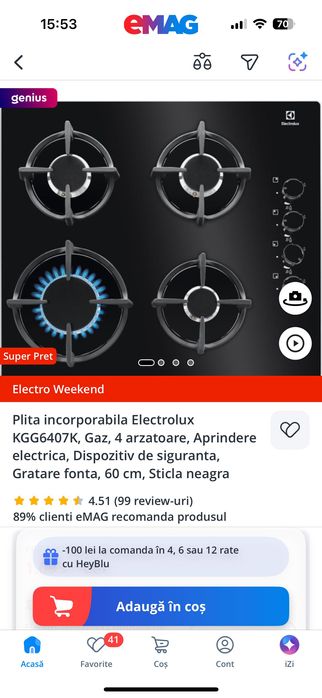 Plita pe gaz nefolosita Electrolux