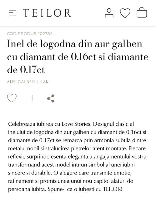 Inel logodna 18 k cu diamante Teilor marimea52