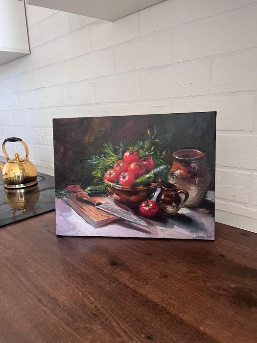 Картина маслом, интерьерная, масло, Помидоры