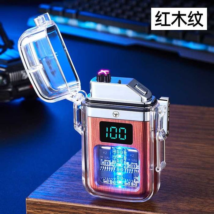 Елегантна прозрачна ветроустойчива запалка с LED светлинки