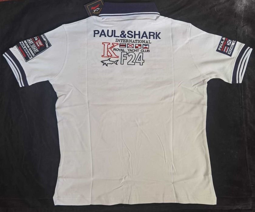 Tricou barbati maneca scurta guler embleme etichete brodate