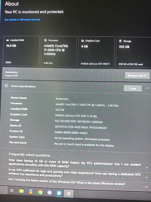 PC 1050ti i7  16 ram 1tb hdd REDUCERE