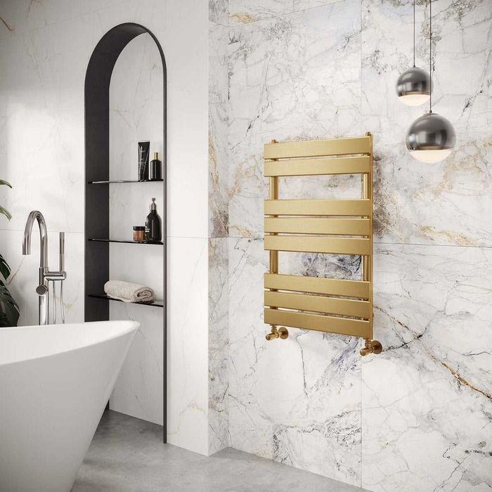 4х Дизайнерска лира за баня 80 х 50 см златна, плоска