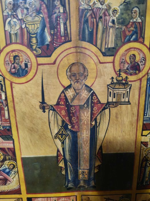 Icoana ruseasca mare, Sf. Nicolae, 48 x 54 cm - stare de exceptie