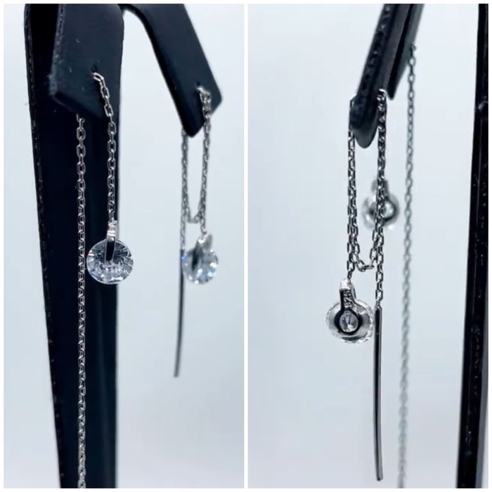 Серебряные серьги протяжки с камнями 925 проба Турция