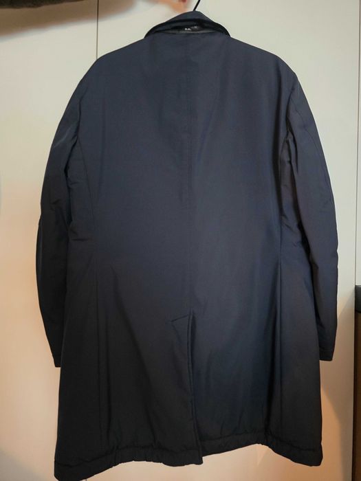 шлифер TOMBOLINI , размер 52, полиретан , цвят тъмно син , вътре сив