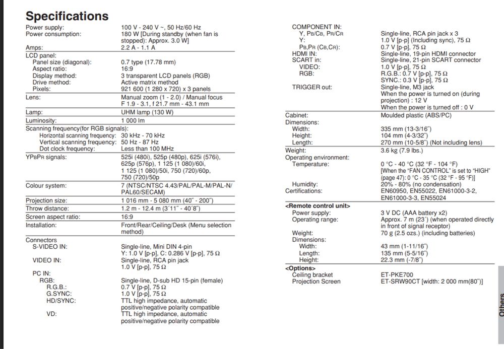 HD Проектор Панасоник/ Panasonic PT-AE700E
