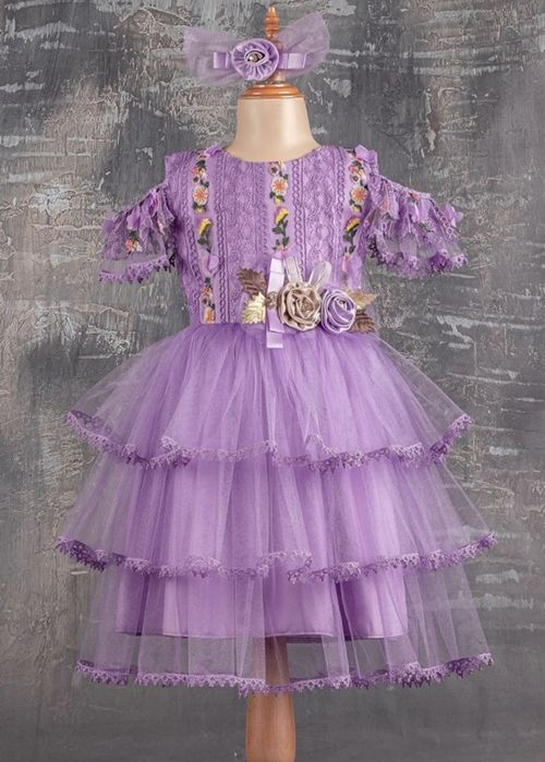 rochie tull Zana Florilor,cu broderie si danteluta, clips inclus
