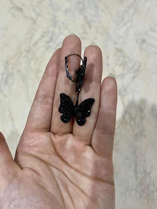 Серьги бабочки черные