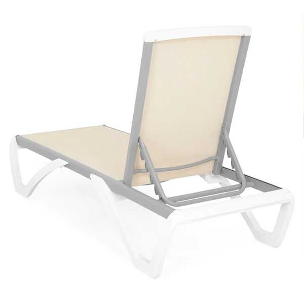 Sezlong plaja/gradina/terasa Alb/Bej LIVRARE GRATUITA