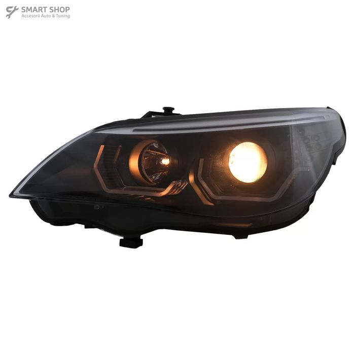 Faruri 3D LED Angel Eyes BMW Seria 5 E60 E61 (2003-2007) LCI Design Ne