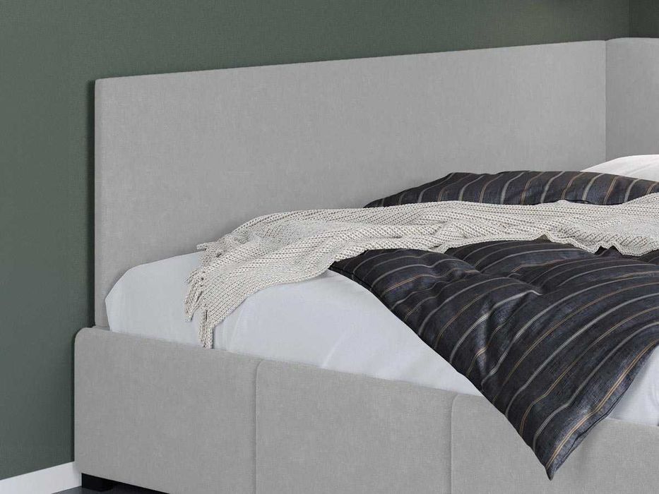 Pat Tapitat de colt Avelis Gri cu somiera rabatabila