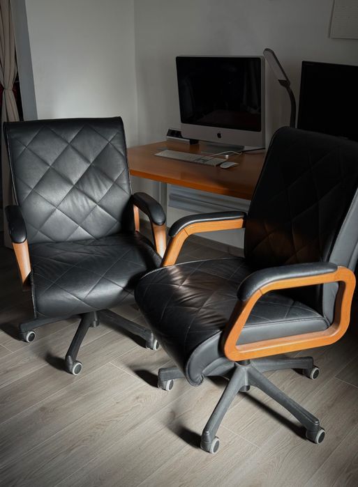 Birouîn lemn masiv - 2 locuri, dulap documente, 2 fotolii