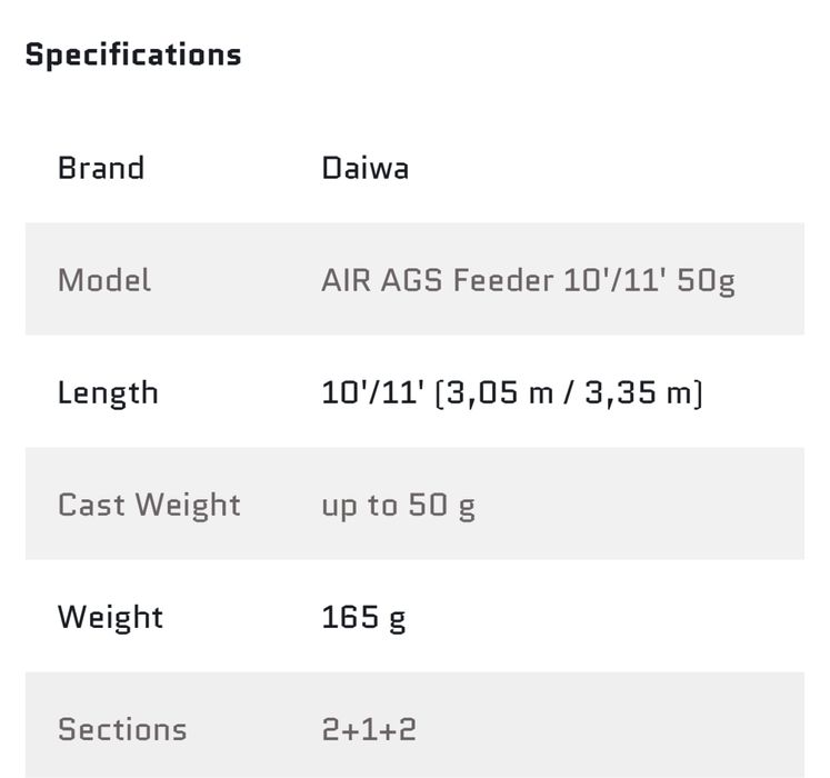 Daiwa Air Ags 10/11 ft 50gr