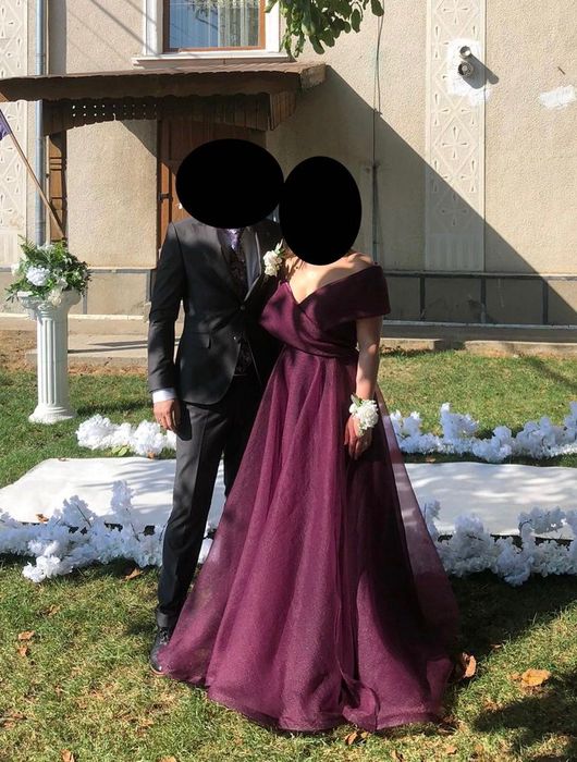 Rochie lunga din organza cu slit lateral Ana Radu