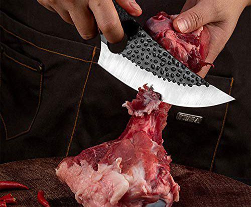 Cutit japonez lucrat manual, 27.5 cm, negru, teaca piele inclusa