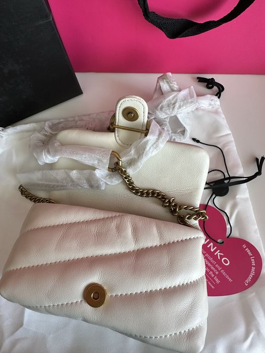 Чисто нова чанта Pinko LOVE MICRO PUFF в бял цвят