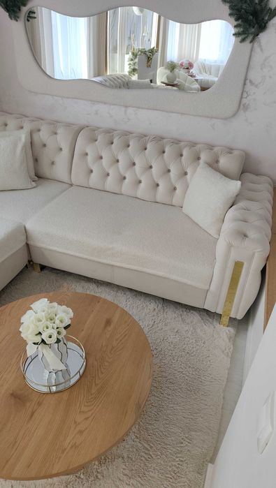 Coltar extensibil catifea cu inserții aurii