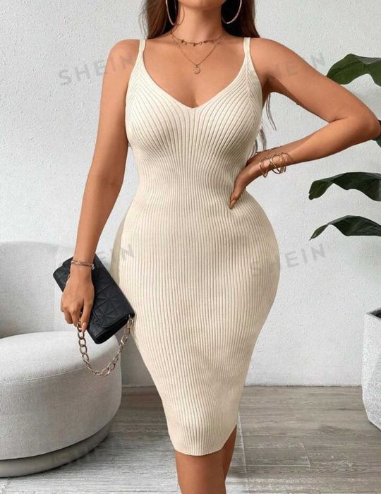 Рипсена рокля, еластична - 1XL, не носена