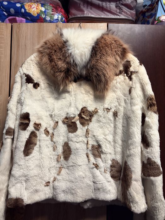 Haina din blană naturala ruseasca iepure & vulpe