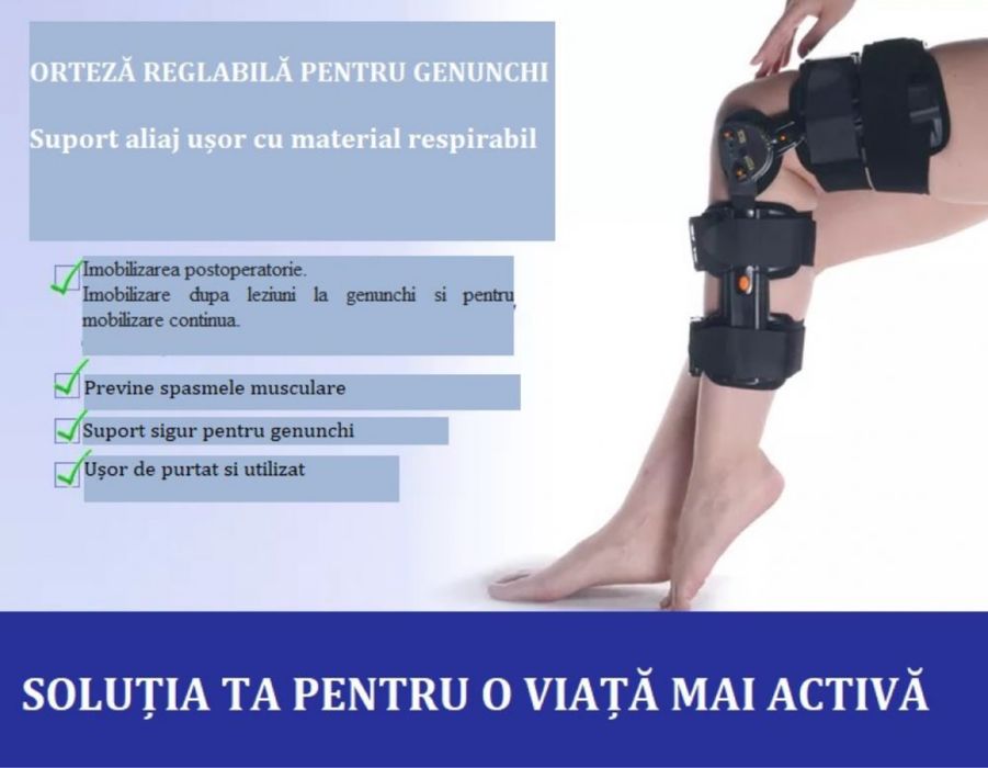 Orteza de genunchi cu atele pt imobilizare si reglaj unghi pt fracturi