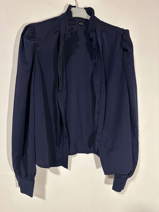 Cămașa elegantă, de birou, cu funda, bleumarin, S(36)