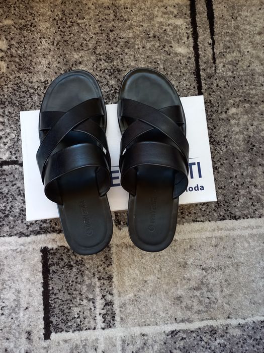 Papuci negri Benvenutti piele barbati