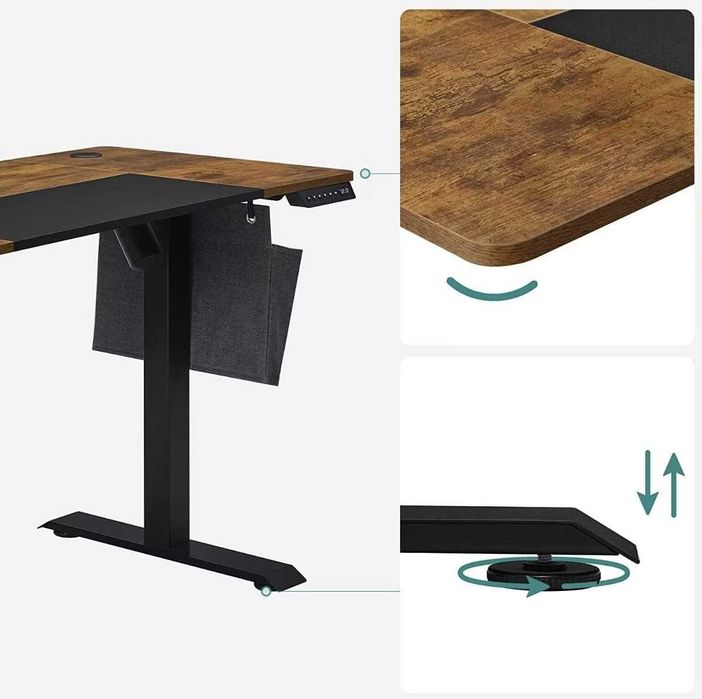 Birou cu reglaj electric pe inaltime, memorie cu 4 inaltimi, maro rustic