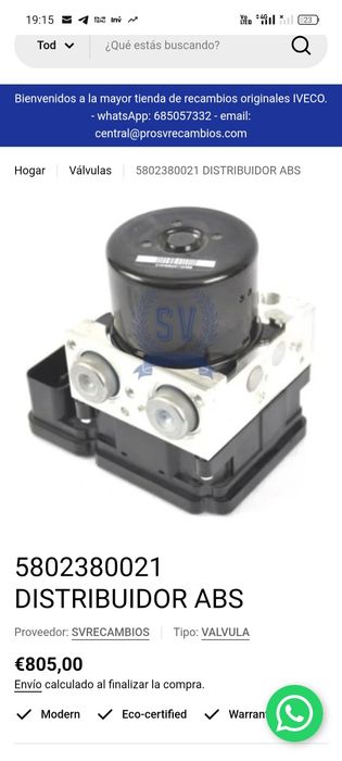 Pompa/supapă/distribuitor ABS IVECO  5802380021
