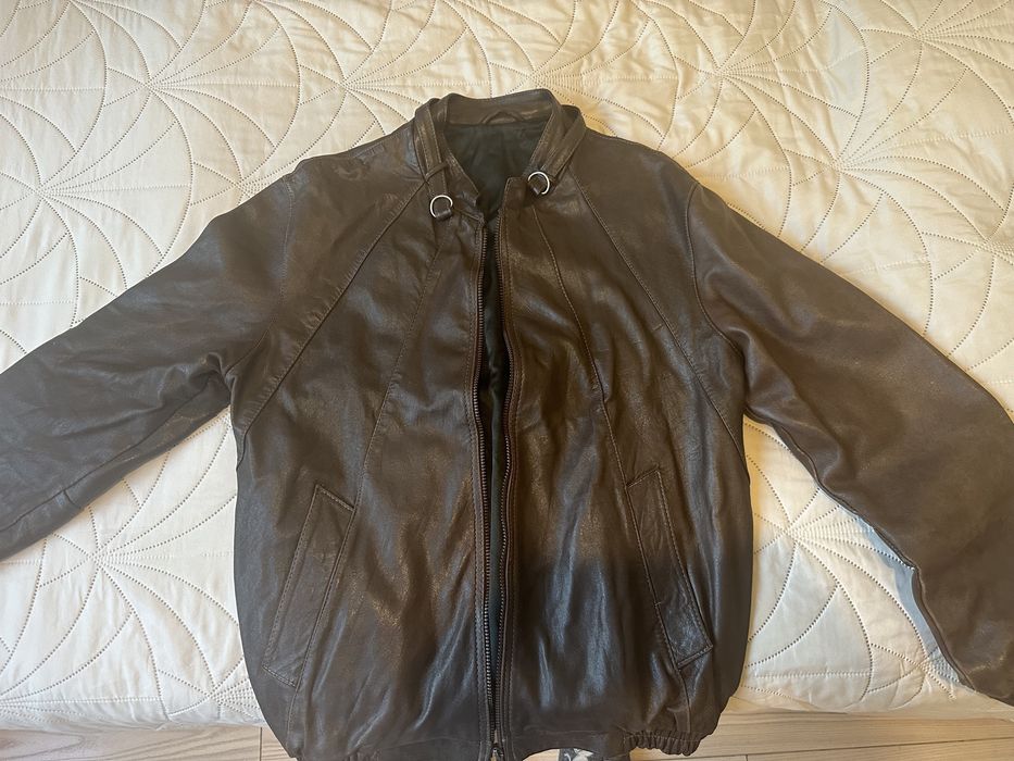 Мъжко кафяво яке от естествена телешка кожа 48 номер
