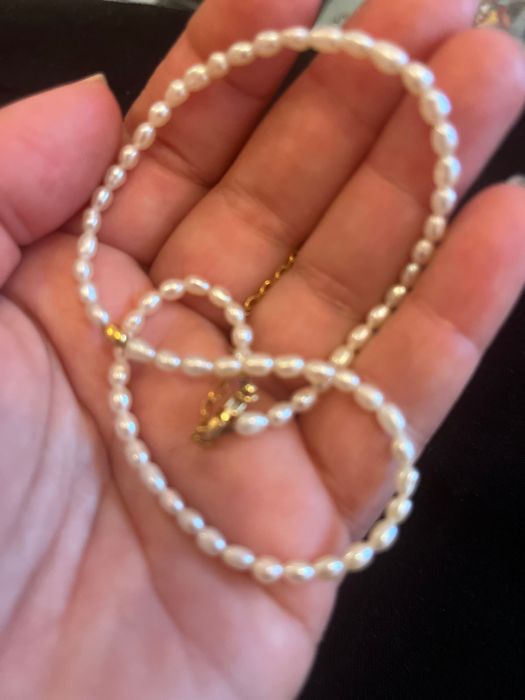 Bruna колие от естествени перли,сребро и 18к златно покритие