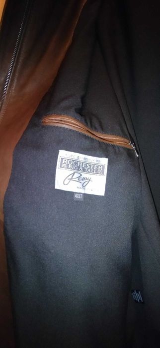 REMY double collar buttermilk lambskin men's leather jacket-size 4XLT