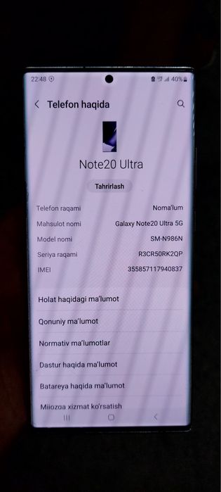 Samsung not20 ultra
