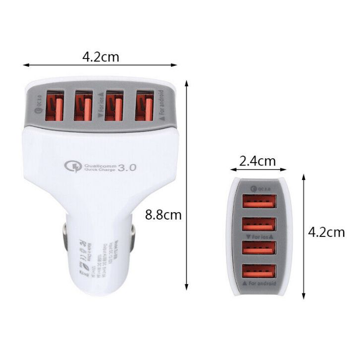 Универсално USB зарядно за автомобил с 4 порта Car Charger Universal