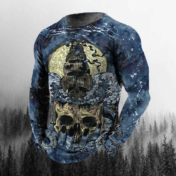 Лонгслив – футболка мужская с принтом из микрофибры