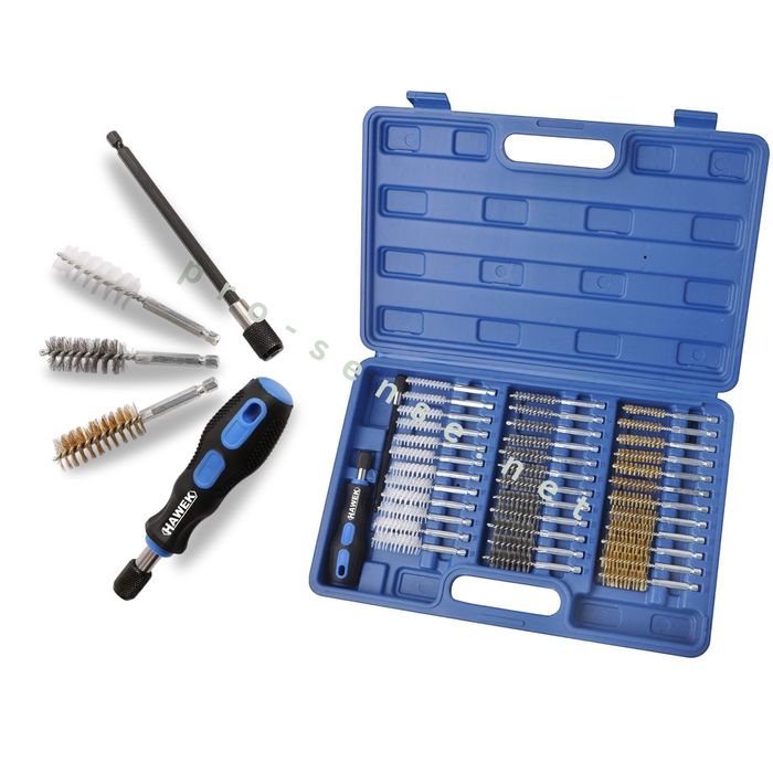 Четки за почистване на отвори на цилиндри, втулки,тръби 38 части HAWEK