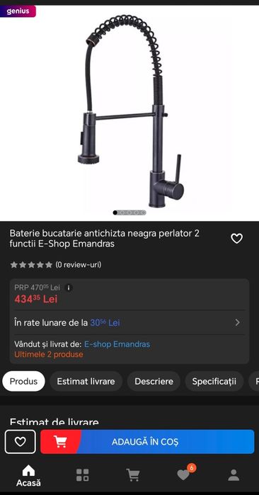 Baterie bucatarie profesionala, cu dus, 2 functii - Nou Nouta