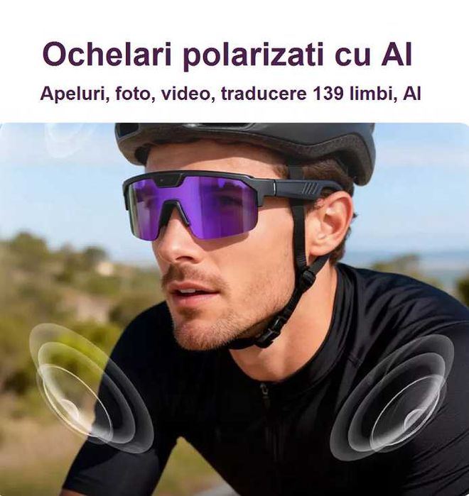 Ochelari ciclism cu AI video traducere apeluri muzica