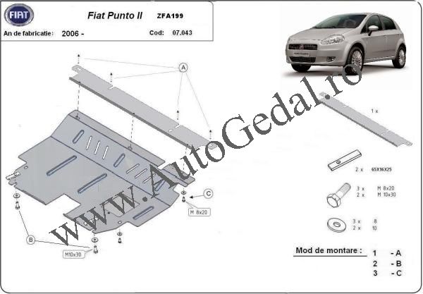Scut motor metalic Fiat Punto 2 2006-prezent