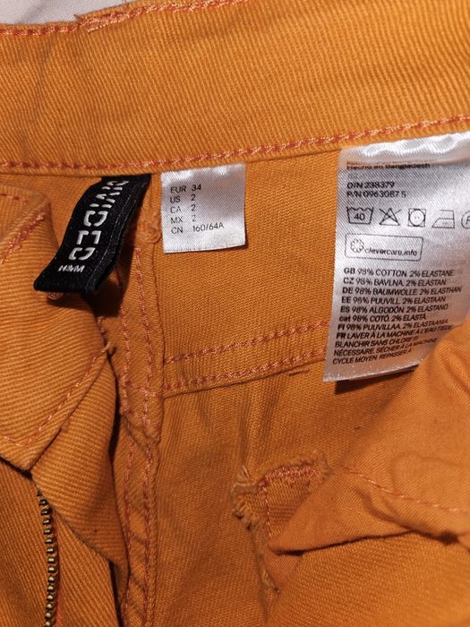 blugi drepti portocalii marimea 32 marca h&m