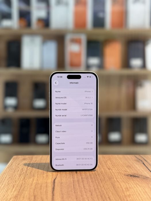 iPhone 16 256Gb White/Baterie87%/Garantie 12 luni @atsgsm.ro