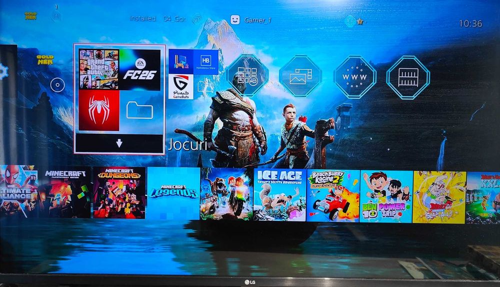 Jocuri PS4+PS4 Modat cu FC 26, GTA V cu Mod Menu, Spiderman, Minecraft