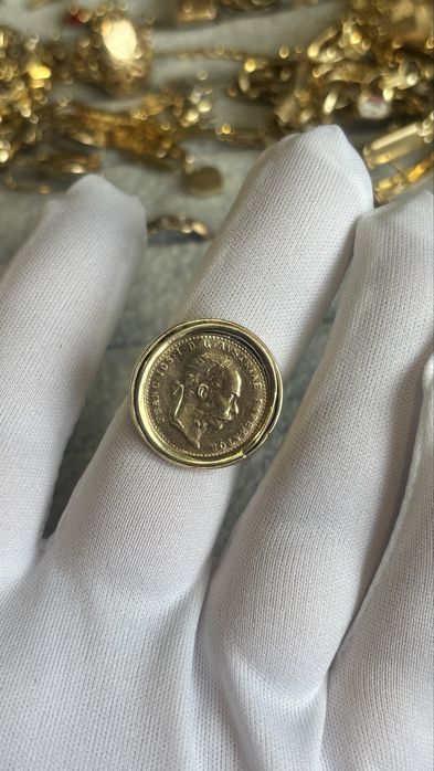 Златен пръстен с монета 14 карата  10.28гр