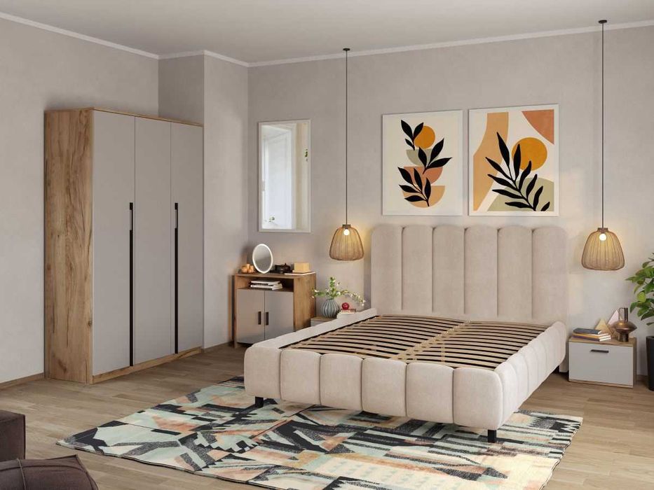 Set Mobila Dormitor Casmir / Stejar Siena C07 - Transport Gratuit