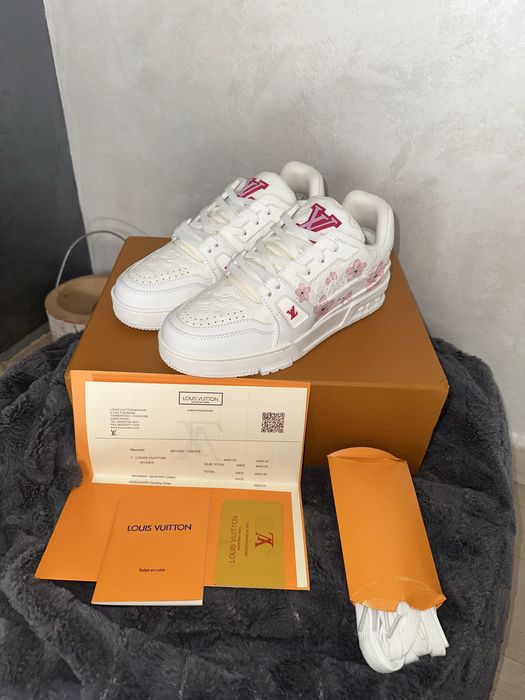 Louis Vuitton LV Trainers Takashi Murakami White Flowers / Alb Roz